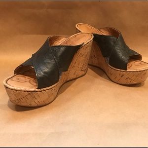 Born hand crafted footwear black wedges